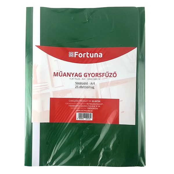 Gyorsfűző FORTUNA műanyag sötétzöld 25 db/csomag
