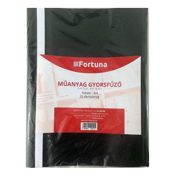Gyorsfűző FORTUNA műanyag fekete 25 db/csomag