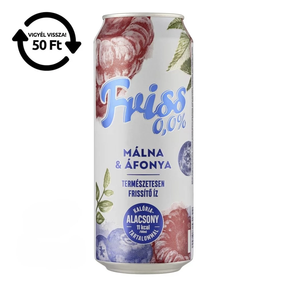 Alkoholmentes sör BORSODI Friss málna-áfonya 0,0% 500 ml DRS