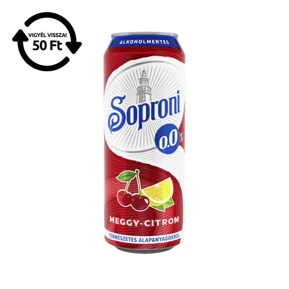 Alkoholmentes sör SOPRONI meggy-citrom 0,0% 500 ml DRS