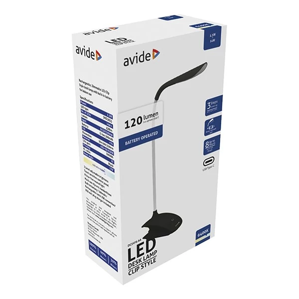 Asztali lámpa AVIDE Clip LED 1,5W fekete