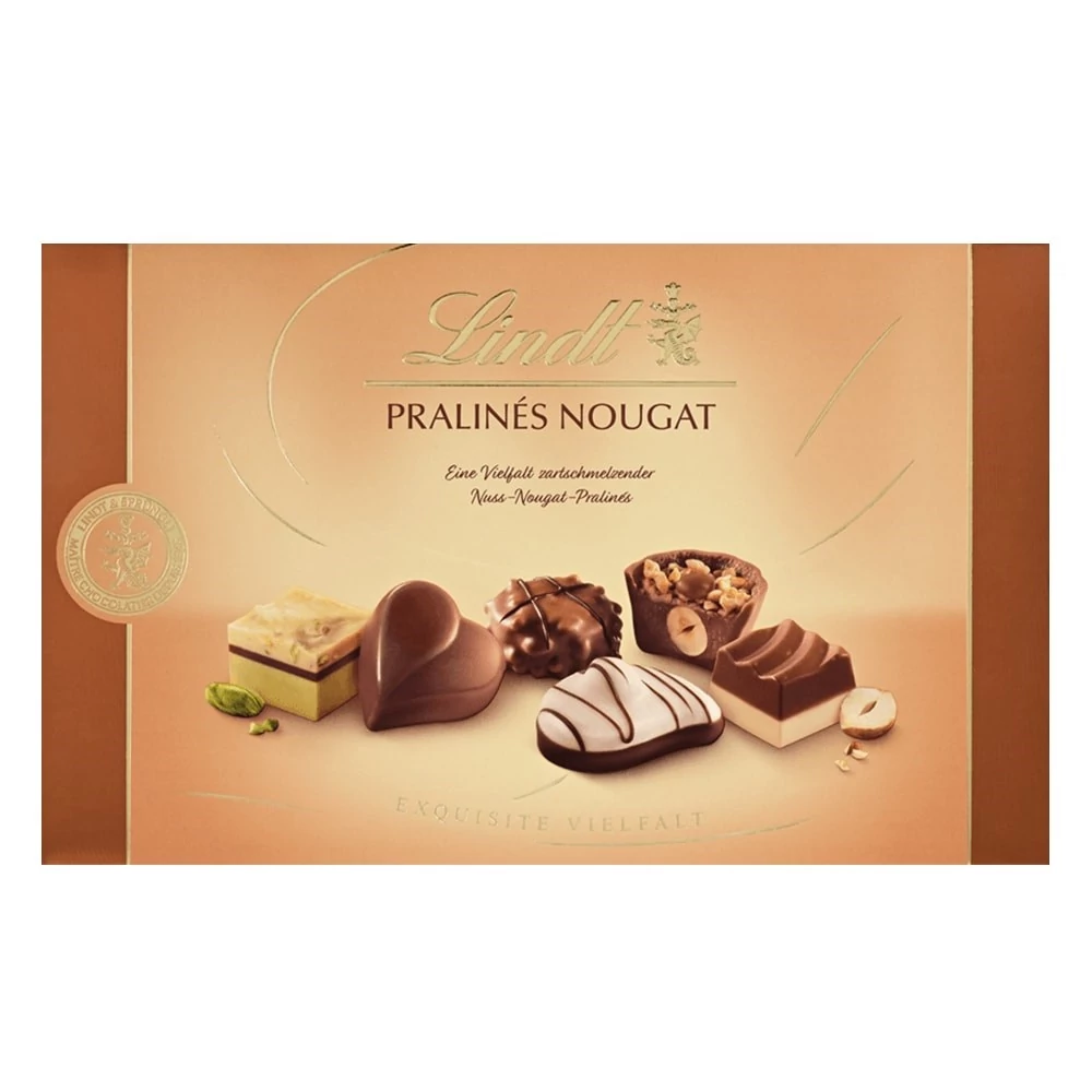 Csokoládé LINDT Pralinés Nougat vegyesdesszert 200 g
