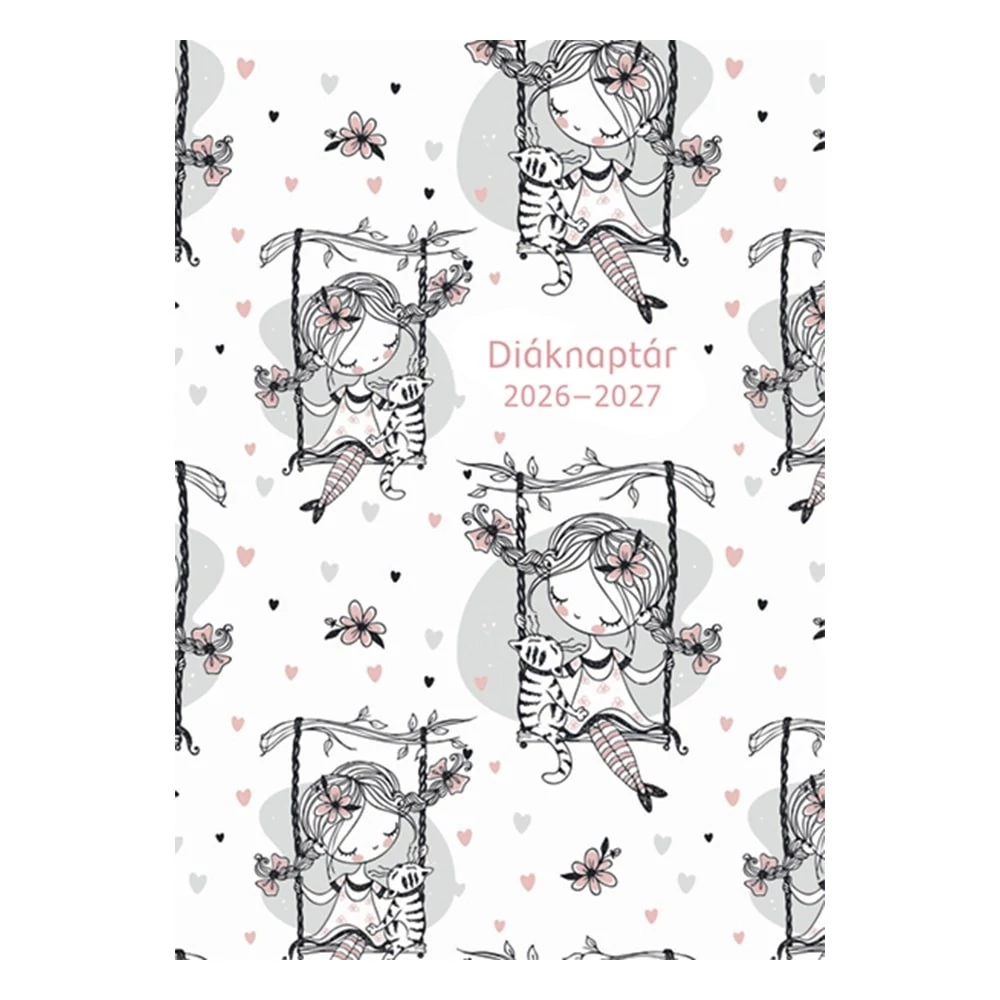 Diák zsebkönyv TOPTIMER papírborító B/6 heti 120x170mm Hintázó kislány 2026-2027