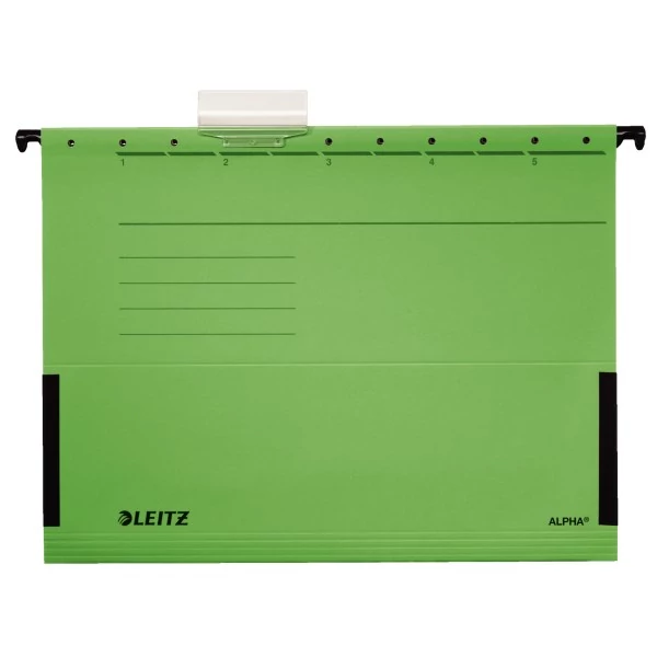 Függőmappa oldalvédelemmel LEITZ Alpha Standard A/4 karton zöld 25 darabos
