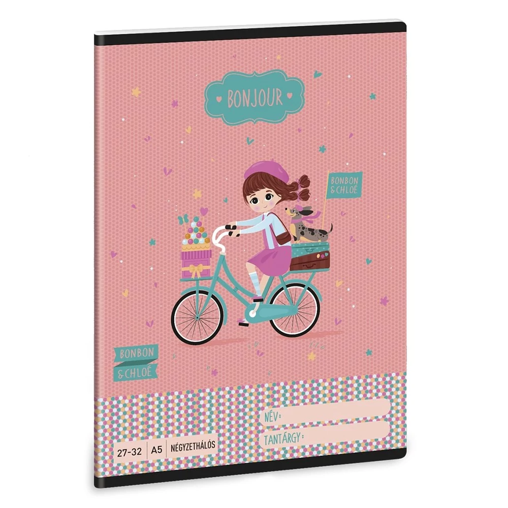 Füzet kockás ARS UNA A/5 32 lapos 27-32 Bonjour