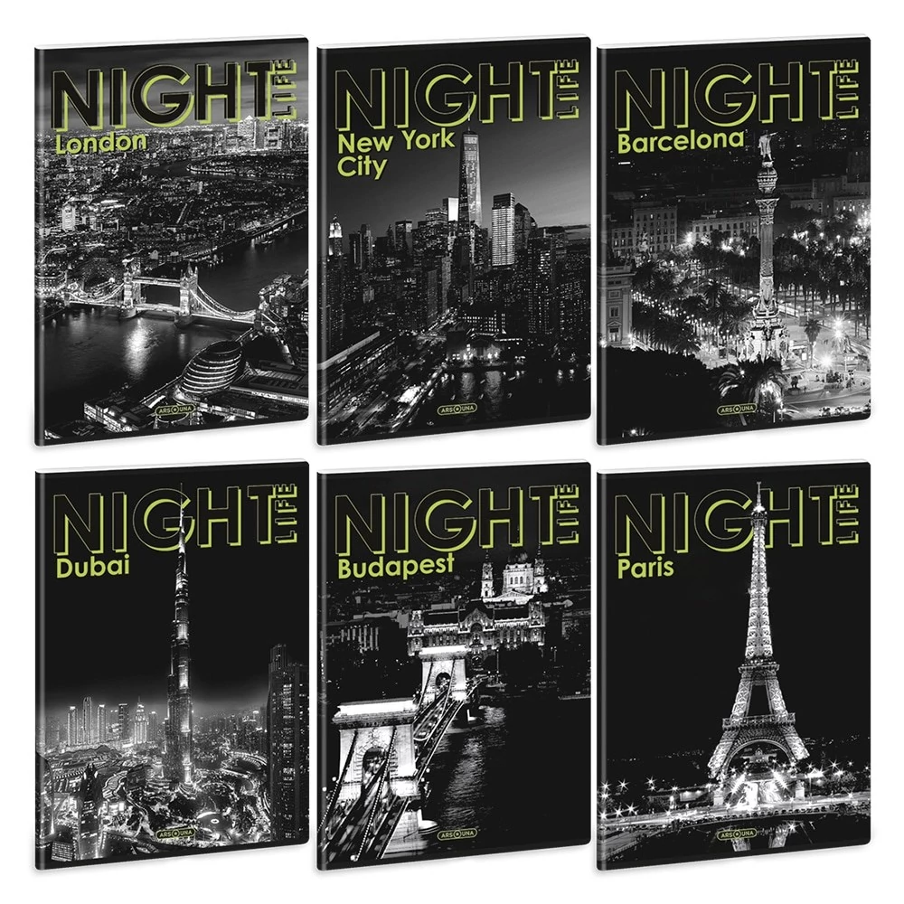 Füzet vonalas ARS UNA A/4 40 lapos Extra kapcsos Night Life