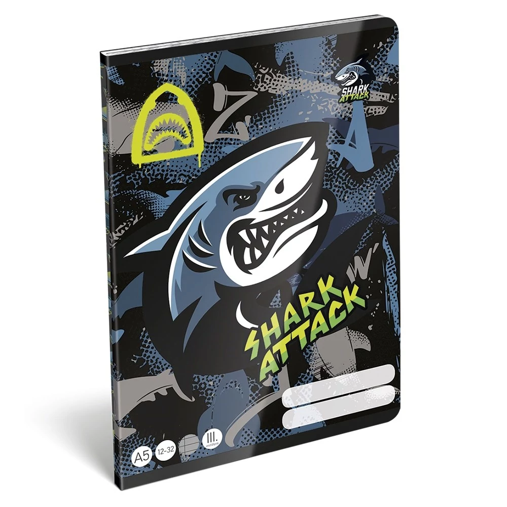 Füzet vonalas LIZZYSULI A/5 32 lapos 12-32 3.osztályos Shark Attack
