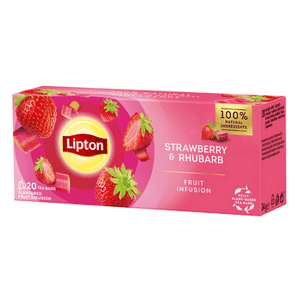 Gyümölcstea LIPTON Eper-Rebarbara 20 filter/doboz