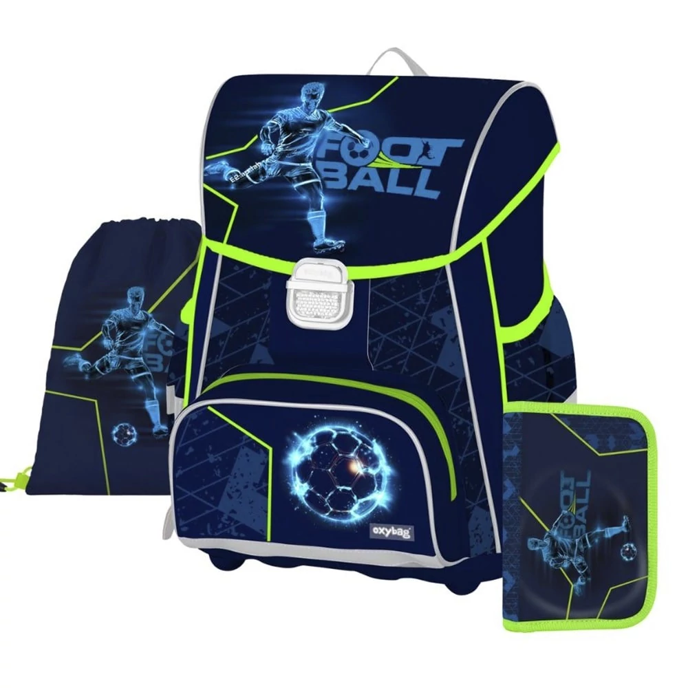 Iskolatáska szett OXY Premium One 3 részes Football tolltartóval és tornazsákkal