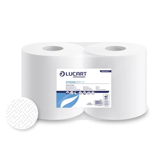 Kéztörlő tekercses LUCART Strong 675CF 25 cm átmérő 675 lap fehér 2 rétegű 852343J