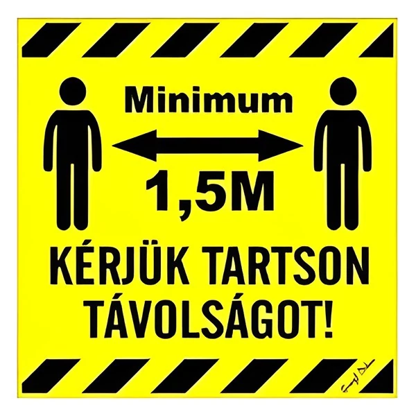 Matrica Kérjük tartson minimum 1,5 m távolságot sárga 10x10 cm 