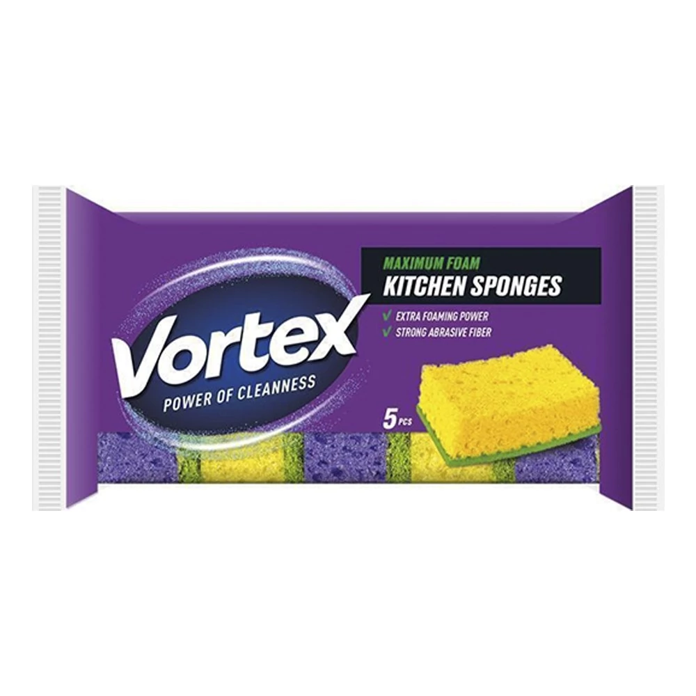 Mosogatószivacs VORTEX formázott nagy lyukas habszivacs 5 darabos