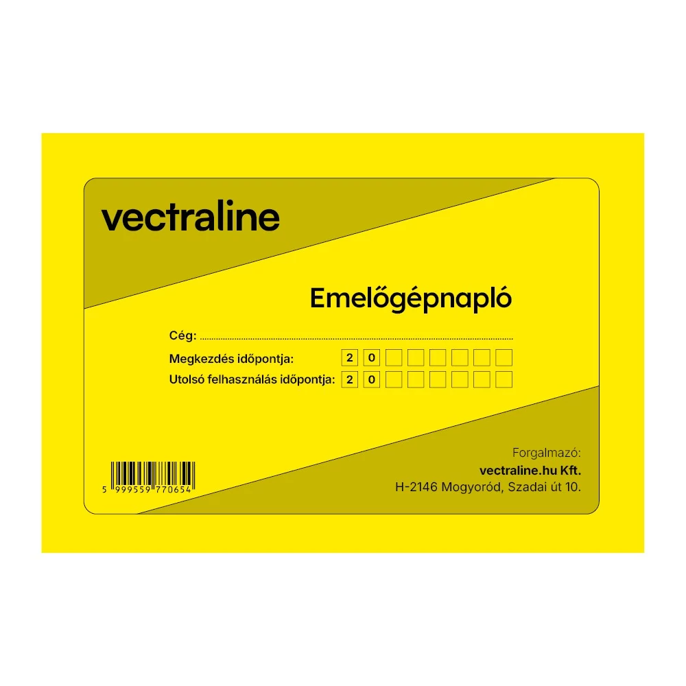 Nyomtatvány emelőgépnapló VECTRALINE A/5 fekvő 32 lapos