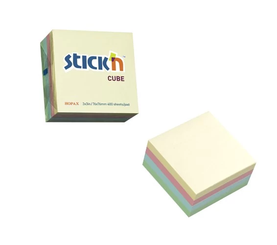 Öntapadós jegyzettömb STICK`N 76x76mm pasztell mix 400 lap