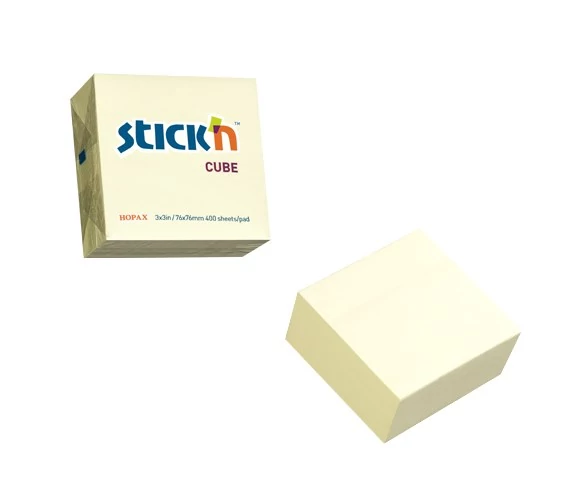 Öntapadós jegyzettömb STICK`N 76x76mm pasztell sárga 400 lap