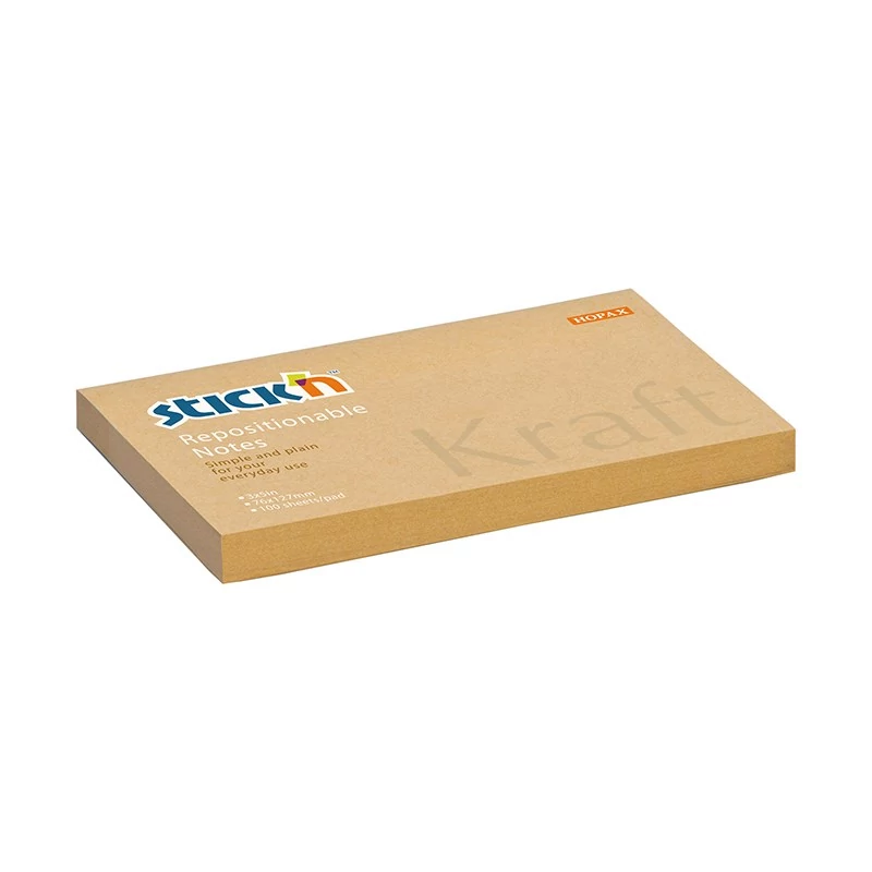 Öntapadós jegyzettömb STICK`N kraft notes 76x127mm natúr barna 100 lap