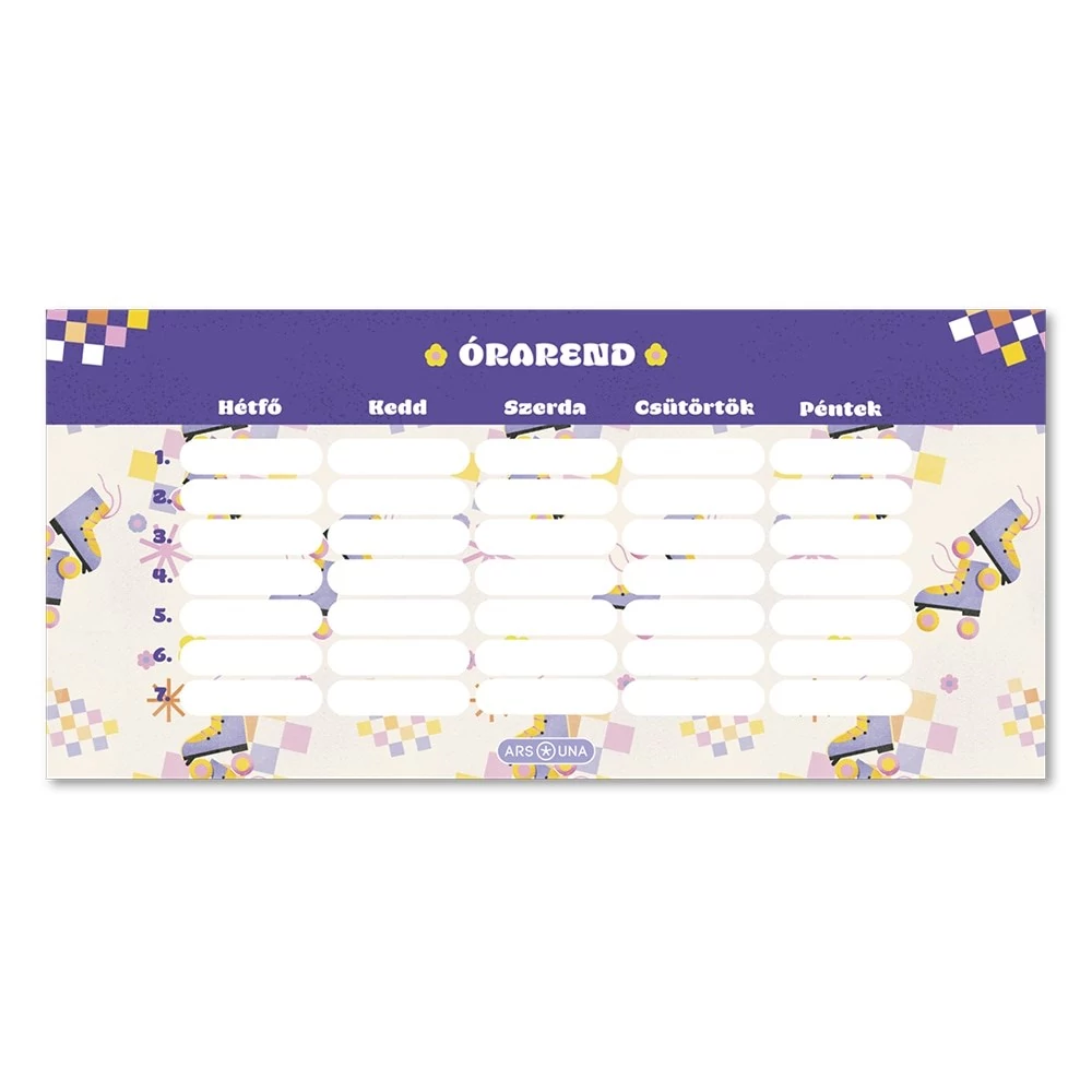 Órarend ARS UNA egylapos kétoldalas Keep Rolling