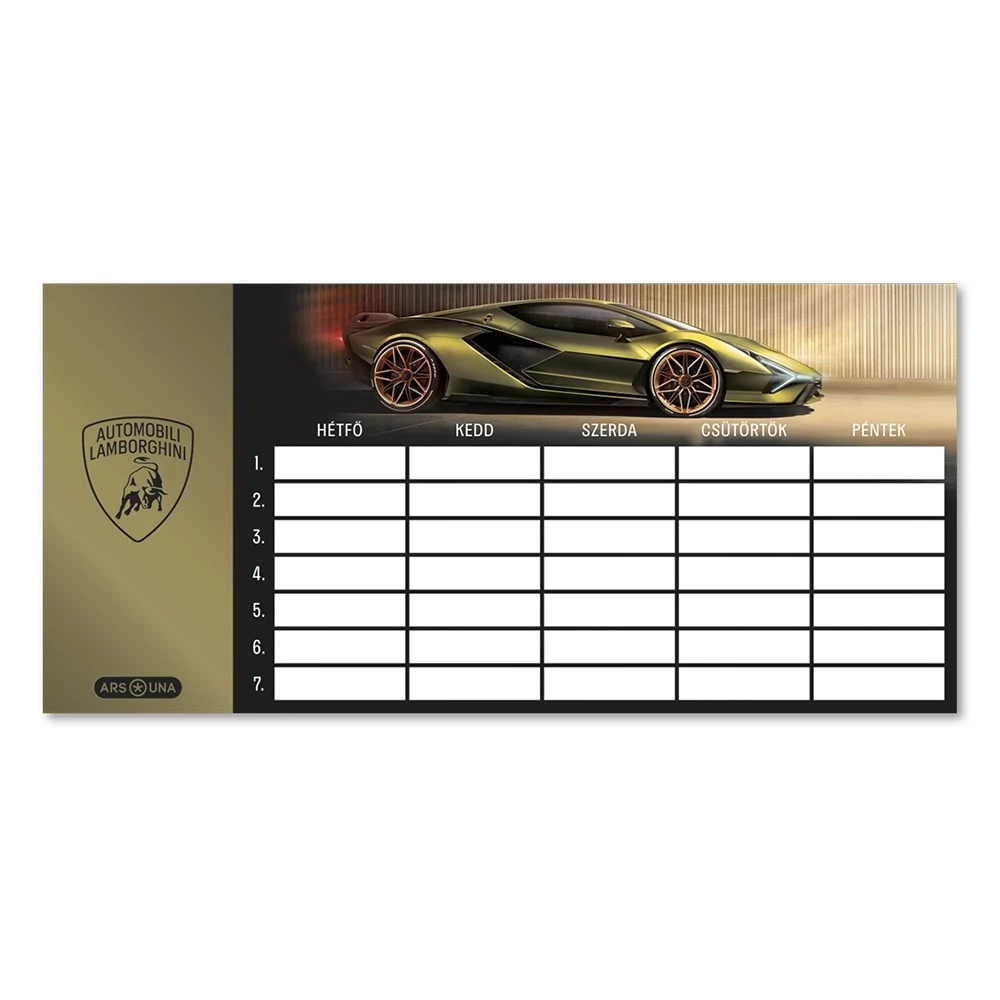Órarend ARS UNA egylapos kétoldalas Lamborghini 5523