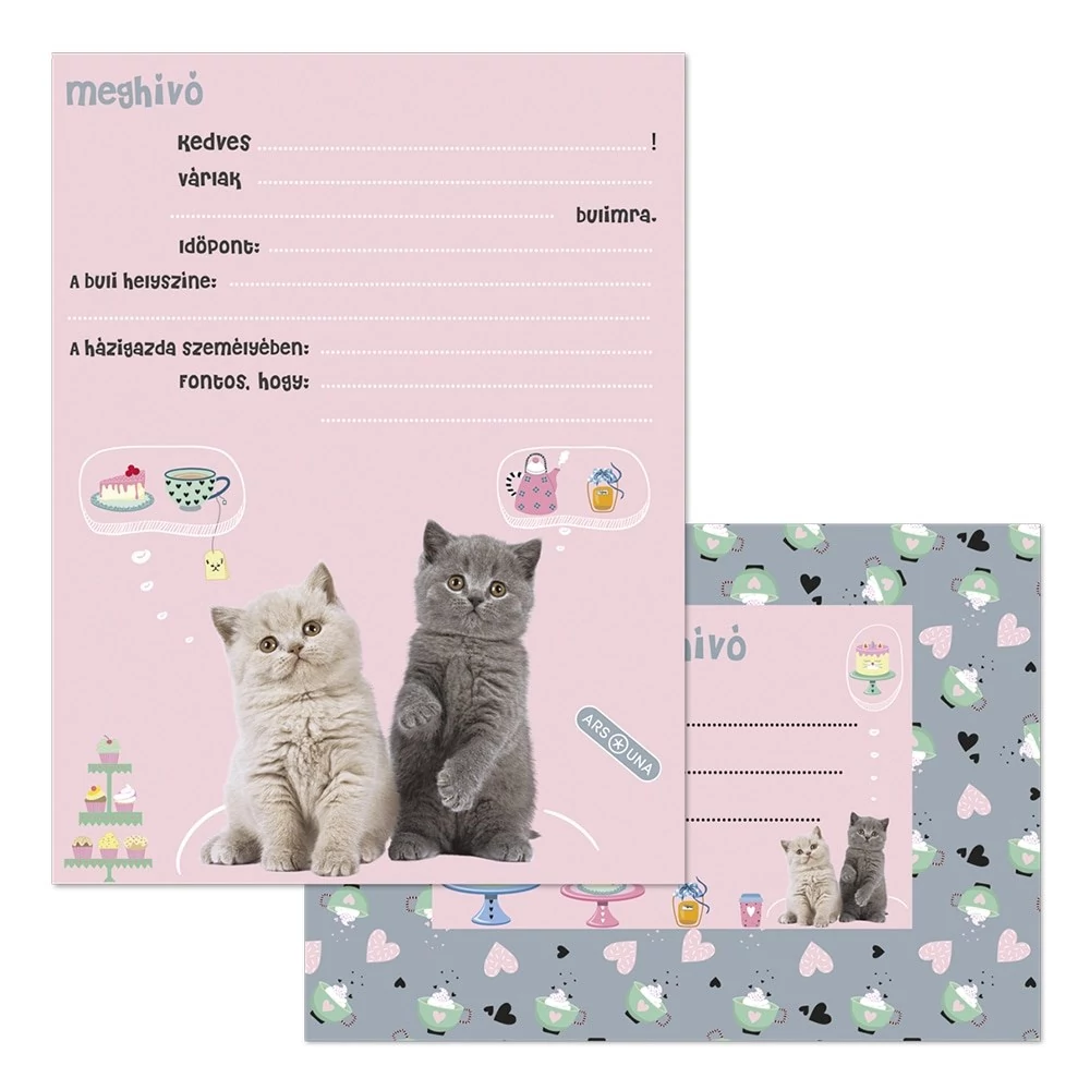 Partimeghívó ARS UNA 10 ív+10 db boríték Cute Animals-Tea Party