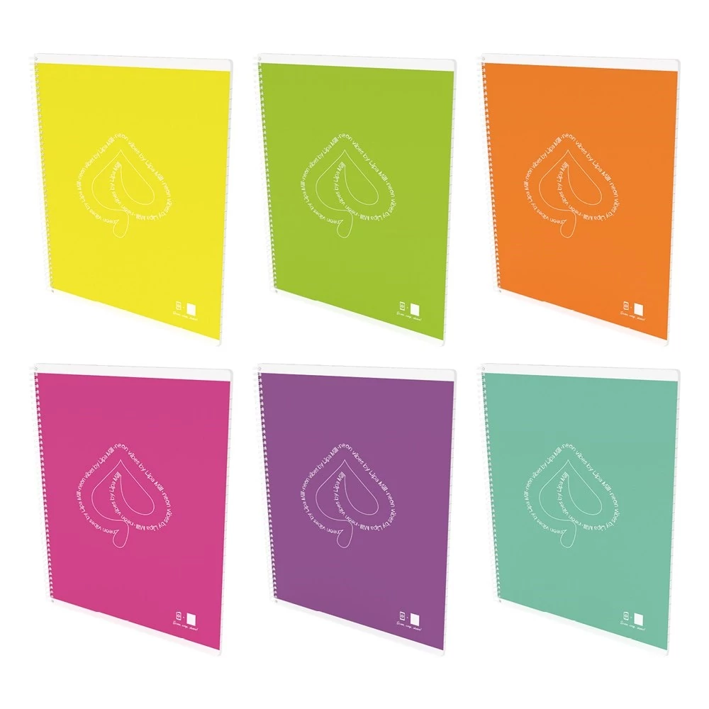 Spirálfüzet kockás LIPAMILL A/4 50 lapos Fluo