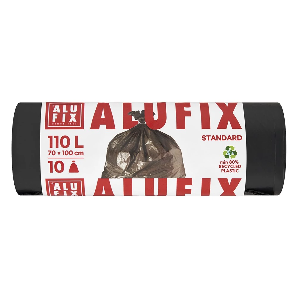 Szemeteszsák ALUFIX 110L 23 mikronos fekete 10 darabos