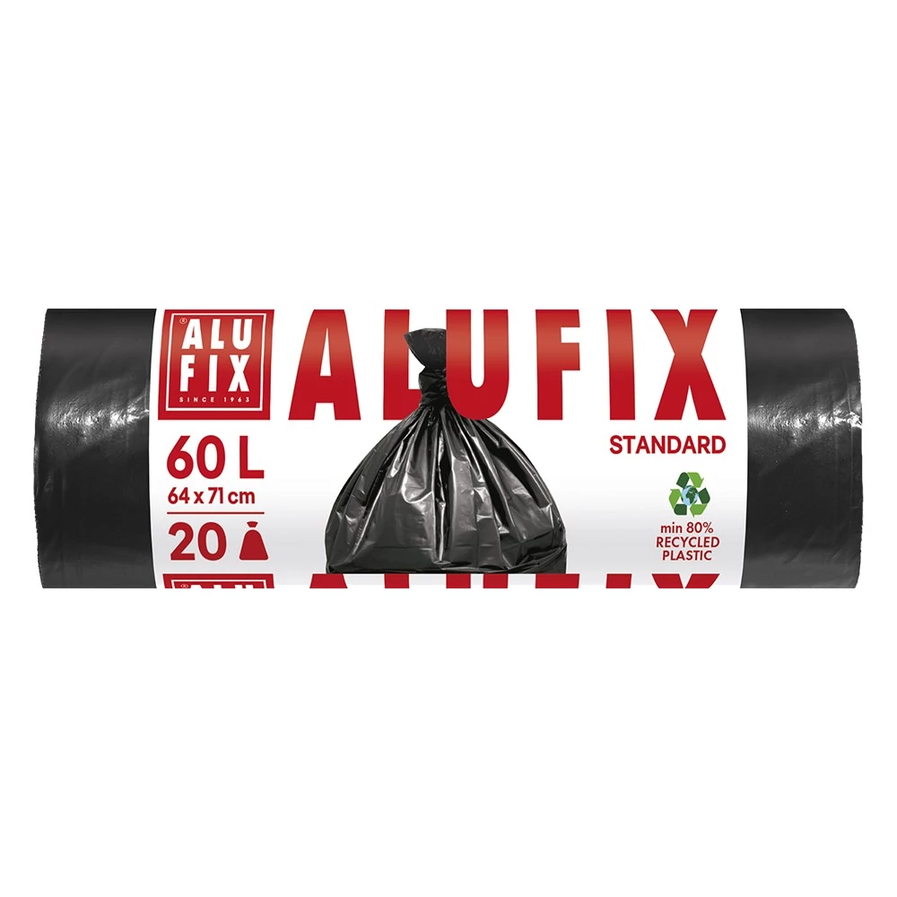 Szemeteszsák ALUFIX 60L 15 mikronos fekete 20 darabos