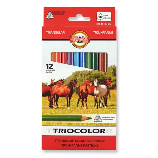 Színes ceruza KOH-I-NOOR 3142 Tricolor háromszögletű vastag lovak 12 darabos