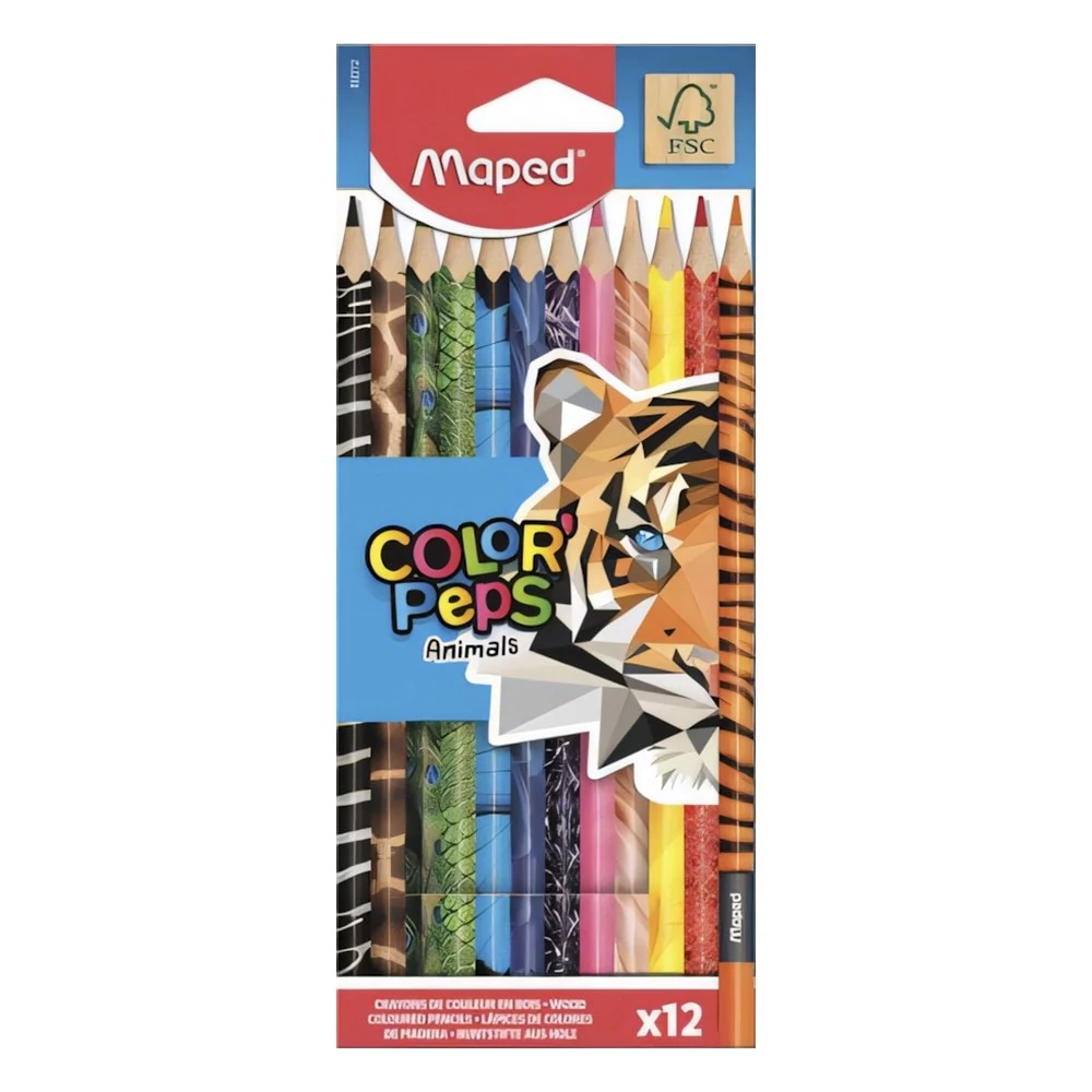 Színes ceruza MAPED Color Peps Animals háromszögletű 12 darabos készlet