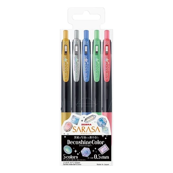 Zseléstoll készlet ZEBRA Sarasa Clip Vintage nyomógombos 0,5 mm 5 darabos dekor színek